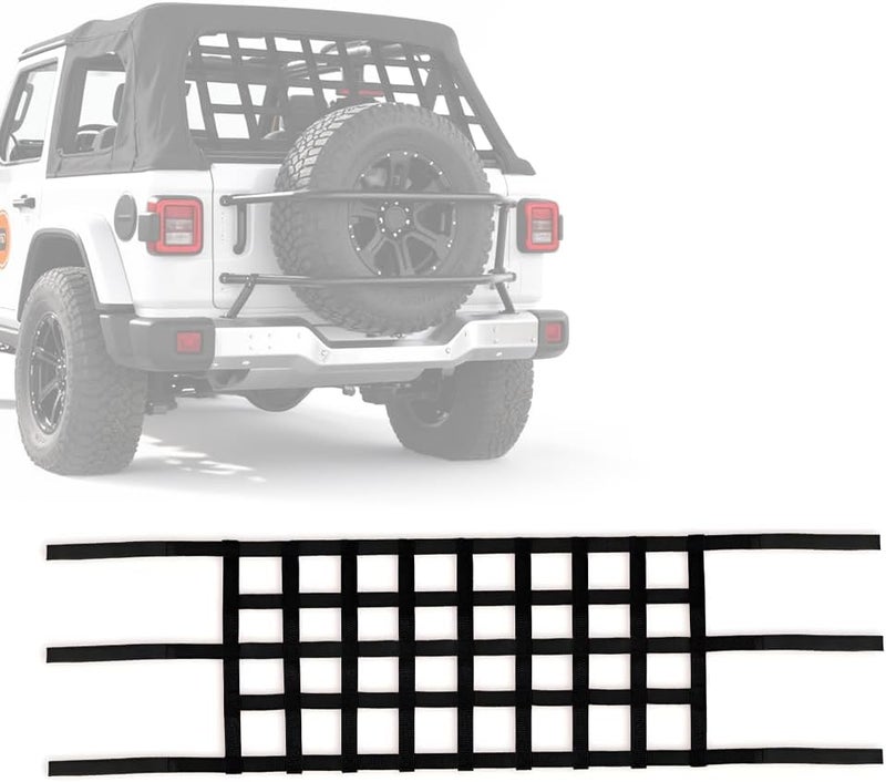 BARTOO Mesh Cargo Net Roof Top Netting Hammock Compatible with Jeep Wrangler YJ TJ JK JKU JL JLU 1987-2024 & Gladiator JT Accessories, Black - Image 1